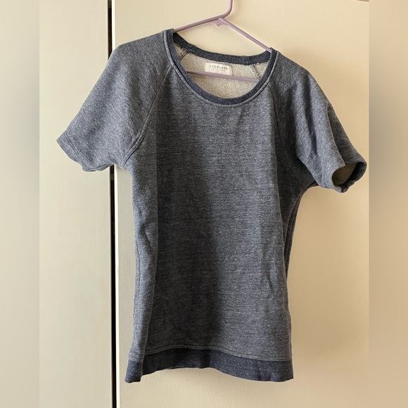 Everlane navy marled tunic short sleeved sweatshirt - Picture 3 of 5